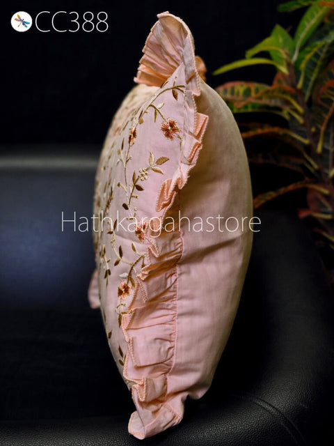 Embroidered Cushion Cover Handmade Embroidery Throw Pillow Decorative Home Decor Pillowcase Lumbar House Warming Bridal Shower Wedding Gift