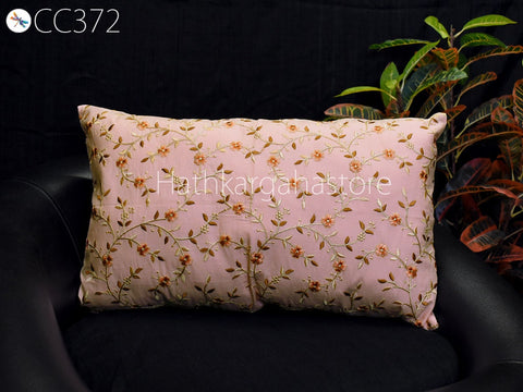 Lumbar Euro Sham 12X26 Handmade Luxury Home Decor Embroidered Square Cushion Cover with Ruffle