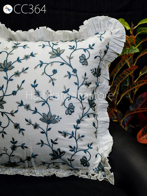 White Pillow Cover Cotton Embroidery Cushion Throw Embroidered Decorative Home Decor Pillowcase