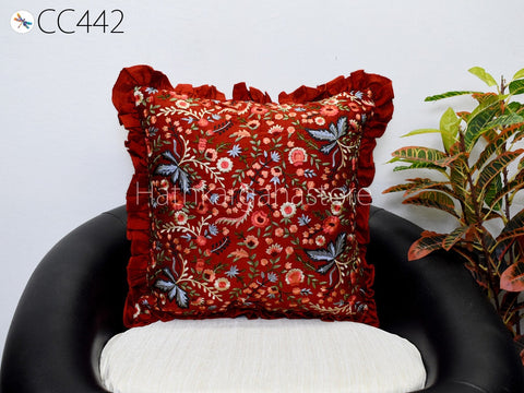 Custom Square Cushion Cover Embroidery 16x16 Throw Pillow Home Decor Embroidered Frill Pillowcases