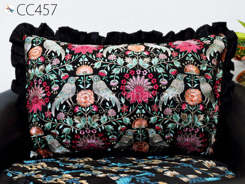 Rectangle Throw Pillow Lumbar Euro Sham 12X26 Embroidered Cushion Cover Decorative Frilled Pillowcase House Warming Bridal Shower Gift 26x26