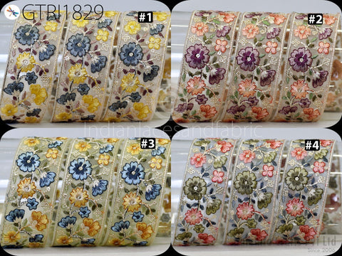 9 Yard Embroidery Fabric 45mm Trim Cushion Covers Embellishment Embroidered Saree Sewing Crafting Border Indian Wedding Dress Gown Tape