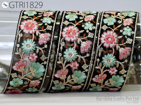 9 Yard Embroidery Fabric 45mm Trim Cushion Covers Embellishment Embroidered Saree Sewing Crafting Border Indian Wedding Dress Gown Tape