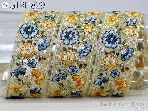 9 Yard Embroidery Fabric 45mm Trim Cushion Covers Embellishment Embroidered Saree Sewing Crafting Border Indian Wedding Dress Gown Tape