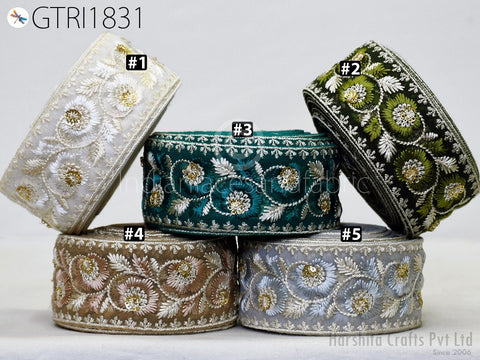 9 Yard Indian 5 CM Embroidered Fabric Trim Embellishment Saree Ribbon Sewing Crafting Embroidery Border Wedding Dress Trimming Cushion Cover
