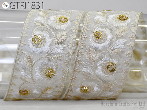 9 Yard Indian 5 CM Embroidered Fabric Trim Embellishment Saree Ribbon Sewing Crafting Embroidery Border Wedding Dress Trimming Cushion Cover