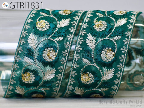 9 Yard Indian 5 CM Embroidered Fabric Trim Embellishment Saree Ribbon Sewing Crafting Embroidery Border Wedding Dress Trimming Cushion Cover