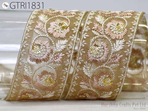 9 Yard Indian 5 CM Embroidered Fabric Trim Embellishment Saree Ribbon Sewing Crafting Embroidery Border Wedding Dress Trimming Cushion Cover