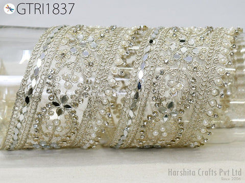 9 Yard Gold Indian Beaded 7cm Trim Rhinestone Ribbon Lehenga Trimmings Christmas Dresses Embellishments Saree Border Bridal Clutches Laces