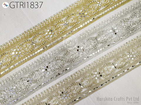 9 Yard Gold Indian Beaded 7cm Trim Rhinestone Ribbon Lehenga Trimmings Christmas Dresses Embellishments Saree Border Bridal Clutches Laces