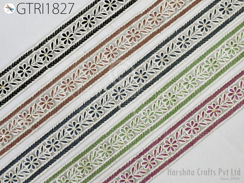 9 Yard Embroidered 30 MM Fabric Trim Embellishment Sari Ribbons Sewing DIY Crafting Border Indian Embroidery Trimmings Cushions Laces