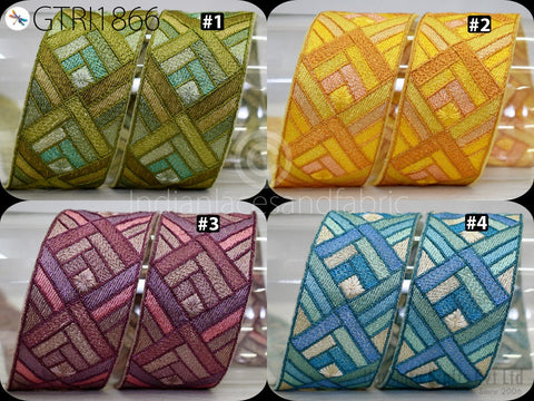 9 Yard Indian Ribbon Trim Costume Sari Border DIY Crafting Sewing Fabric Embroidered Decorative Costumes Cushion Curtain Home Decor Trimming