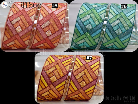 9 Yard Indian Ribbon Trim Costume Sari Border DIY Crafting Sewing Fabric Embroidered Decorative Costumes Cushion Curtain Home Decor Trimming