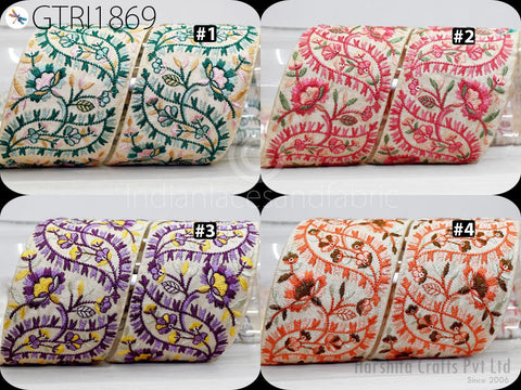 9 Yard Indian Embroidery 6CM Sari Trim Dress Embroidered Wedding lehenga Border Saree Cushions Cover Sewing Craft Curtains Headbands Ribbon