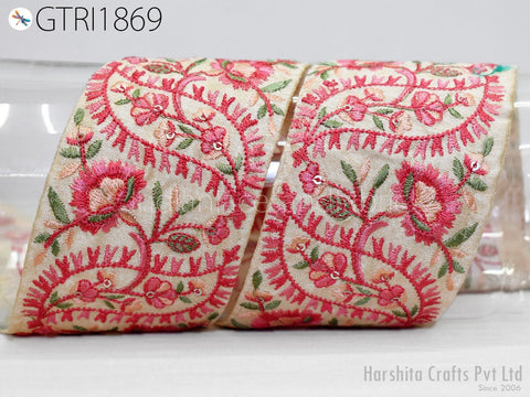 9 Yard Indian Embroidery 6CM Sari Trim Dress Embroidered Wedding lehenga Border Saree Cushions Cover Sewing Craft Curtains Headbands Ribbon