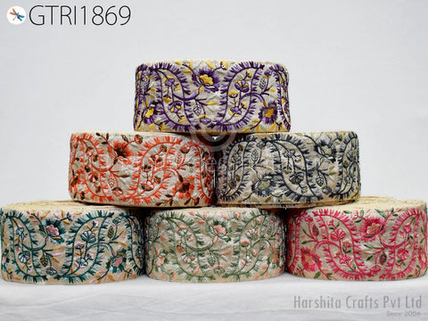 9 Yard Indian Embroidery 6CM Sari Trim Dress Embroidered Wedding lehenga Border Saree Cushions Cover Sewing Craft Curtains Headbands Ribbon