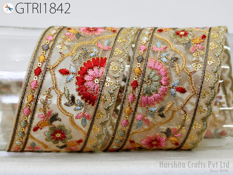 9 Yard Indian Embroidery 6 MM Trim Embroidered Wedding lehenga Border Saree Cushions Cover Sewing Crafting Curtains Headbands Ribbon