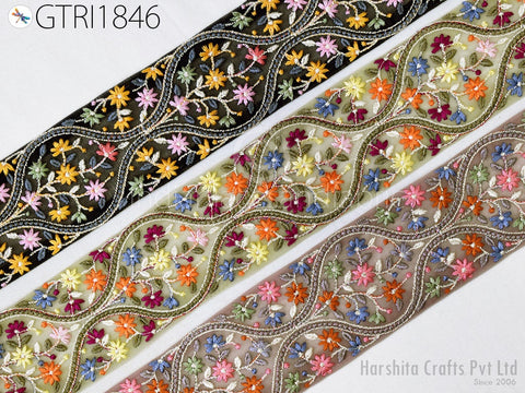 9 Yard Embroidery Fabric 6CM Trim Dresses Sewing Indian Embellishments DIY Crafting Wear Saree Sari Border Embroidered Ribbon Dress Costume