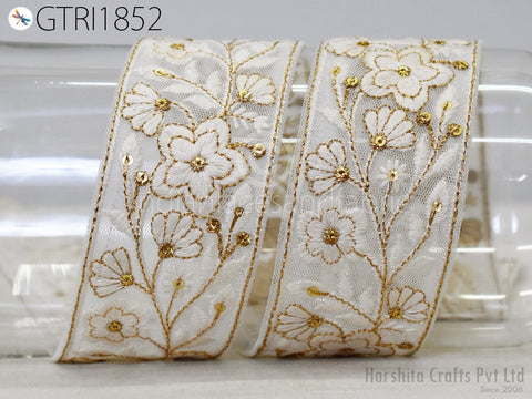 9 Yard Indian Sari Embellishments Embroidery 5 Cm Trim Embroidered Saree Ribbon Cushions Sewing Crafting Trimmings Curtains Headbands Border