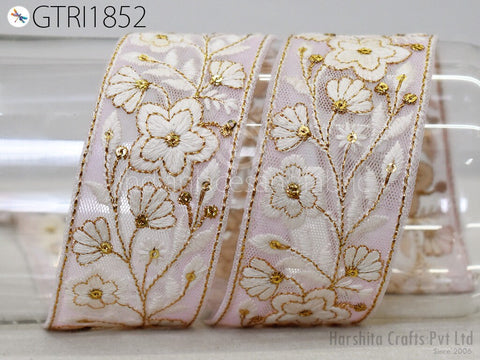 9 Yard Indian Sari Embellishments Embroidery 5 Cm Trim Embroidered Saree Ribbon Cushions Sewing Crafting Trimmings Curtains Headbands Border