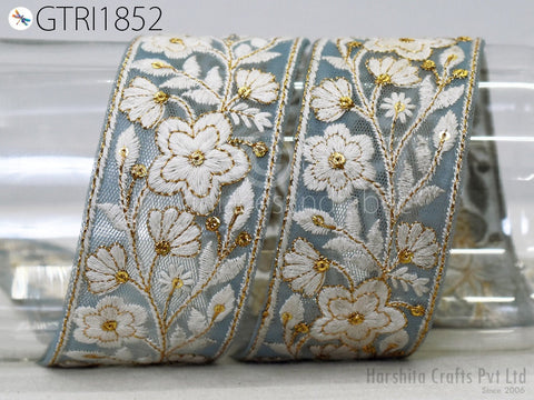 9 Yard Indian Sari Embellishments Embroidery 5 Cm Trim Embroidered Saree Ribbon Cushions Sewing Crafting Trimmings Curtains Headbands Border