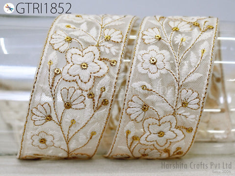 9 Yard Indian Sari Embellishments Embroidery 5 Cm Trim Embroidered Saree Ribbon Cushions Sewing Crafting Trimmings Curtains Headbands Border