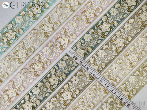 9 Yard Indian Sari Embellishments Embroidery 5 Cm Trim Embroidered Saree Ribbon Cushions Sewing Crafting Trimmings Curtains Headbands Border