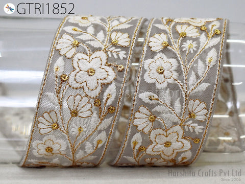 9 Yard Indian Sari Embellishments Embroidery 5 Cm Trim Embroidered Saree Ribbon Cushions Sewing Crafting Trimmings Curtains Headbands Border