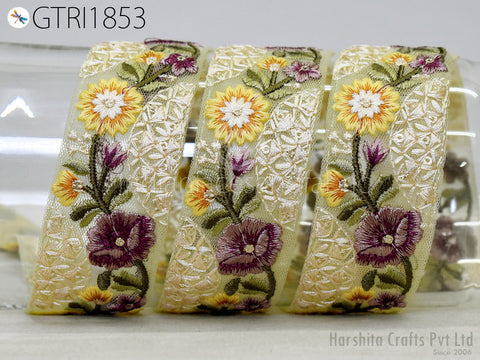 9 Yard Indian 4 CM Trim Decor Sari Border DIY Crafting Ribbon Sewing Embroidered Decorative Costumes Cushion Curtain Home Decor Trimming