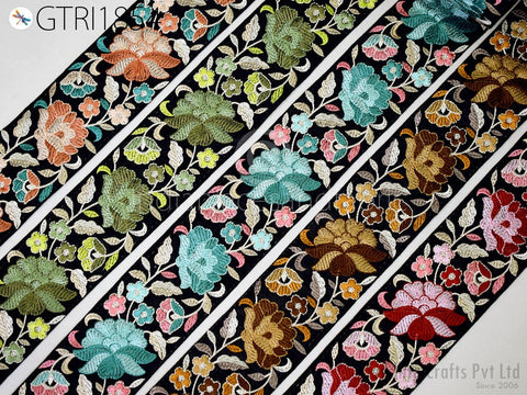 9 Yard Embroidered 7cm Trim Indian Embellishment Embroidery Saree Ribbon Sewing DIY Crafting Cushion Covers Border Wedding Trimmings Curtain