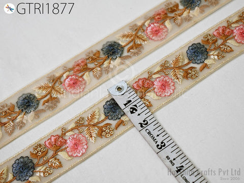 9 Yard Embroidery 3cm Fabric Trim Cushion Cover Embellishment Embroidered Saree Ribbon Sewing Crafting Border Indian Wedding Dress Gown Tape
