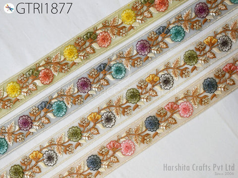 9 Yard Embroidery 3cm Fabric Trim Cushion Cover Embellishment Embroidered Saree Ribbon Sewing Crafting Border Indian Wedding Dress Gown Tape