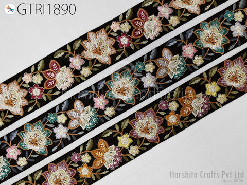 9 Yard Indian 55mm Embroidered Sewing DIY Crafting Embroidery Wedding Dresses Dolls Bags Cushion Covers Table Runners Floral Skirts Hand Bag