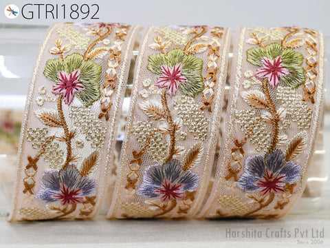 9 Yard Indian 4cm Embroidery Fabric Trim Embroidered Saree Ribbon Sewing DIY Crafting Sari Border Costume Wedding Dress Embellish Home Decor