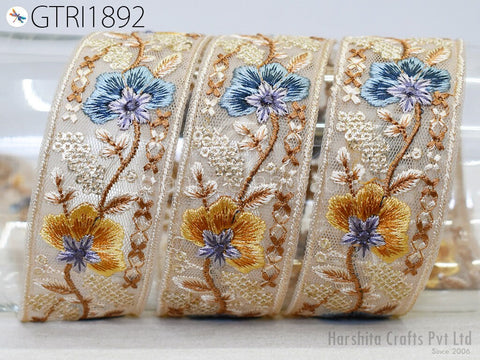 9 Yard Indian 4cm Embroidery Fabric Trim Embroidered Saree Ribbon Sewing DIY Crafting Sari Border Costume Wedding Dress Embellish Home Decor