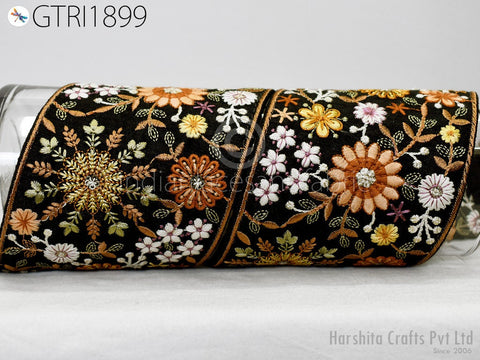 3 Yard Embroidered 10cm Trimmings Fabric Trims Indian Embroidery Sari Border Laces Ribbon Decorative Sewing Craft Saree Dresses Home Decor