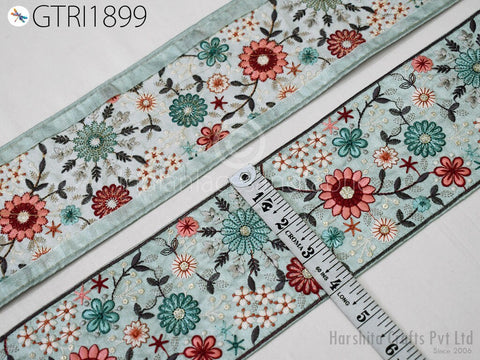 3 Yard Embroidered 10cm Trimmings Fabric Trims Indian Embroidery Sari Border Laces Ribbon Decorative Sewing Craft Saree Dresses Home Decor