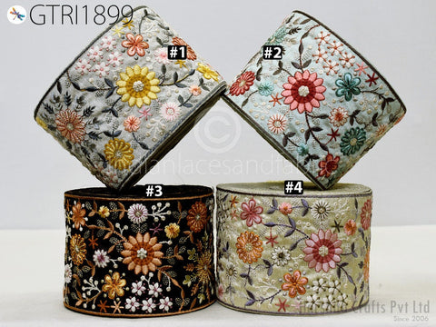 3 Yard Embroidered 10cm Trimmings Fabric Trims Indian Embroidery Sari Border Laces Ribbon Decorative Sewing Craft Saree Dresses Home Decor