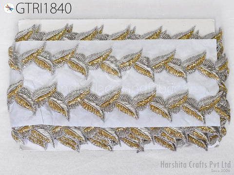 Gold Zardozi Beaded Trim By The Yard Indian Handcrafted Sari Border DIY Crafting Ribbons Saree Embroidered Zari Handmade Trimmings