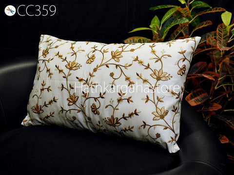 Embroidered Lumbar Throw Pillow Rectangle Decorative Home Decor Sham Pillow Cover Embroidery Cushion Cover House Warming Bridal Shower Gift