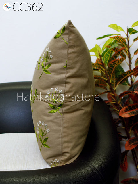 Embroidered Square Cushion Cover with Ruffle Frill Throw Pillow Embroidered Square Cushion Cover