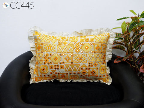 Rectangle Throw Pillow Lumbar Euro Sham 12X26 Embroidered Frill Cushion Cover Decorative Pillowcase House Warming Bridal Shower Gifts 26x26