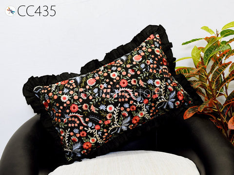 Rectangle Throw Pillow Lumbar Frill Euro Sham 12X26 Embroidered Cushion Cover Decorative Pillowcase House Warming Bridal Shower Gift 26x26