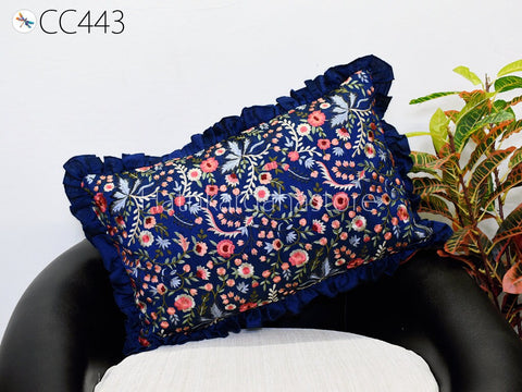 Rectangle Throw Pillow Lumbar Frilled Euro Sham 12X26 Embroidered Cushion Cover Decorative Pillowcase House Warming Bridal Shower Gift 26x26