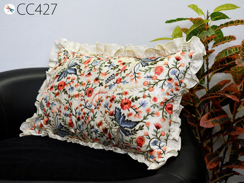 Cotton Embroidery Cushion Cover Throw Lumbar Embroidered Decorative Home Decor Sham House Warming Bridal Shower Wedding gift