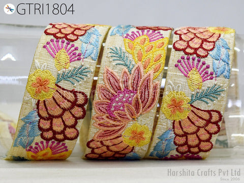 9 Yard Indian Dress 5 CM Trim Sari Border DIY Crafting Ribbon Fabric Embroidered Decorative Costumes Cushion Curtain Home Decor Trimming