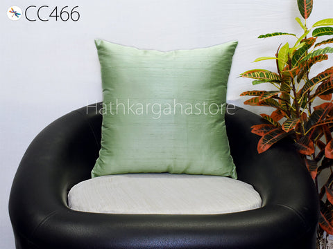 Green Dupioni Silk Cushion Cover Handmade Throw Pillow Decorative Home Decor Pure Silk Pillow Cover House Warming Bridal Shower Wedding Gift