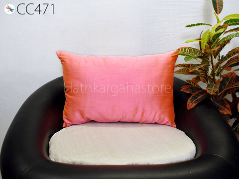 Iridescent Peach Dupioni Pure Silk Throw Pillow Cushion Cover Handmade Decorative Home Decor Pillowcase Gift for House Warming Bridal Shower
