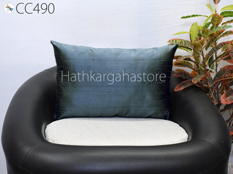 Pure Silk Pillowcase | Grey Lumbar Cover | Rectangle Handmade Dupioni Silk Sham Pillow | Silk Decorative Home Decor | Luxury House Warming Bridal Wedding Gift
