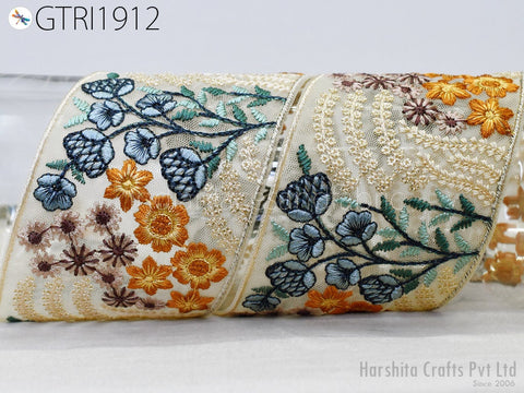 9 Yard Indian 8CM Decorative Embroidery Fabric Trim Dresses Embellish Tapes DIY Crafting Sewing Saree Indian Sari Border Embroidered Ribbon